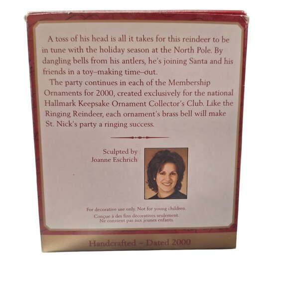 Hallmark Keepsake 2000 Ringing Reindeer Ornament Membership Exclusive - Picture 4 of 7